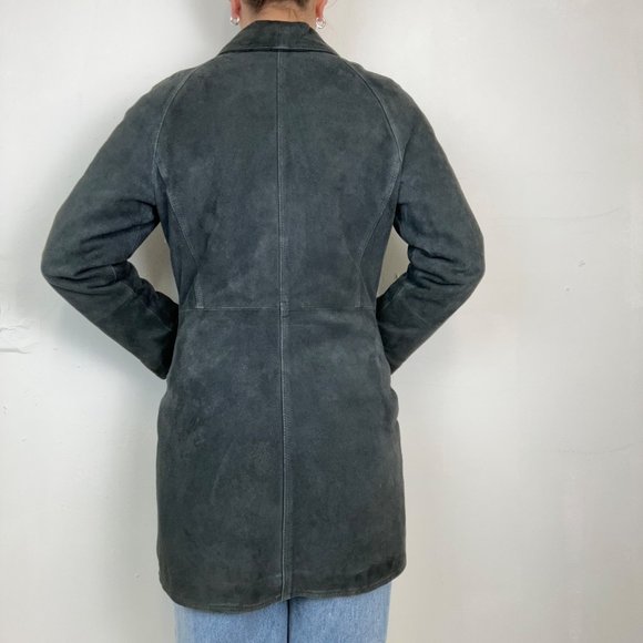 L - Vintage Versus by Versace Suede Leather Coat - Picture 4 of 7